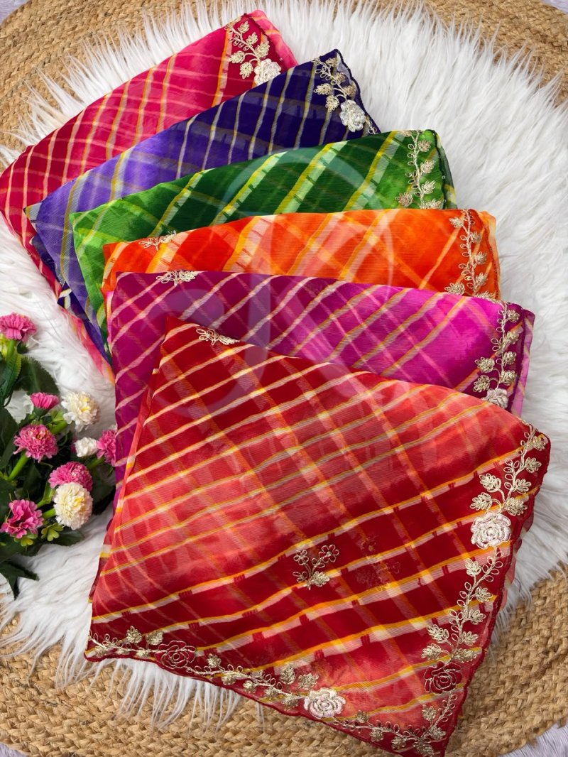 Jk 405 Soft Chiffon Embroidery Work Boder Saree